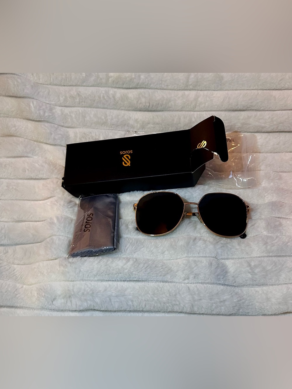 Soros Gold Frame Sunglasses with Black Lenses